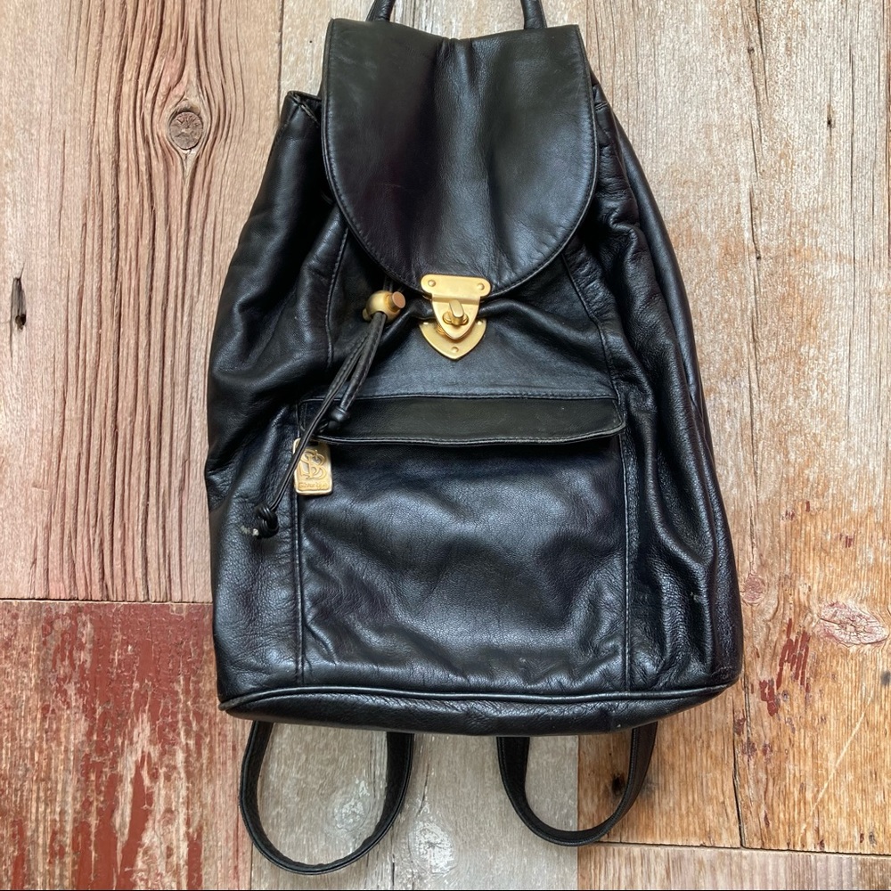 Silver Blue Leather Bucket Bag Backpack